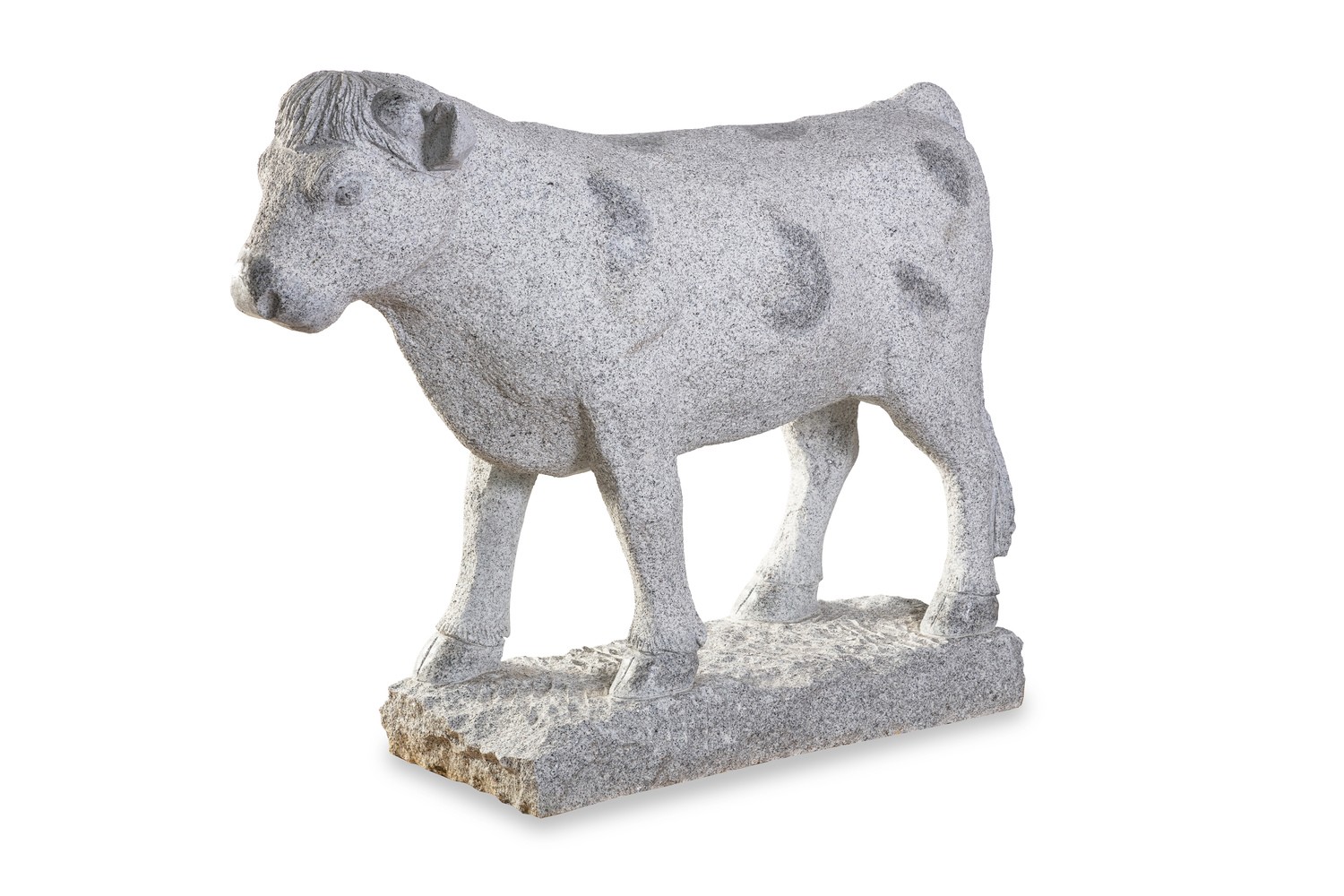 Kalb / Kuh Steinfigur aus Granit in hellgrau