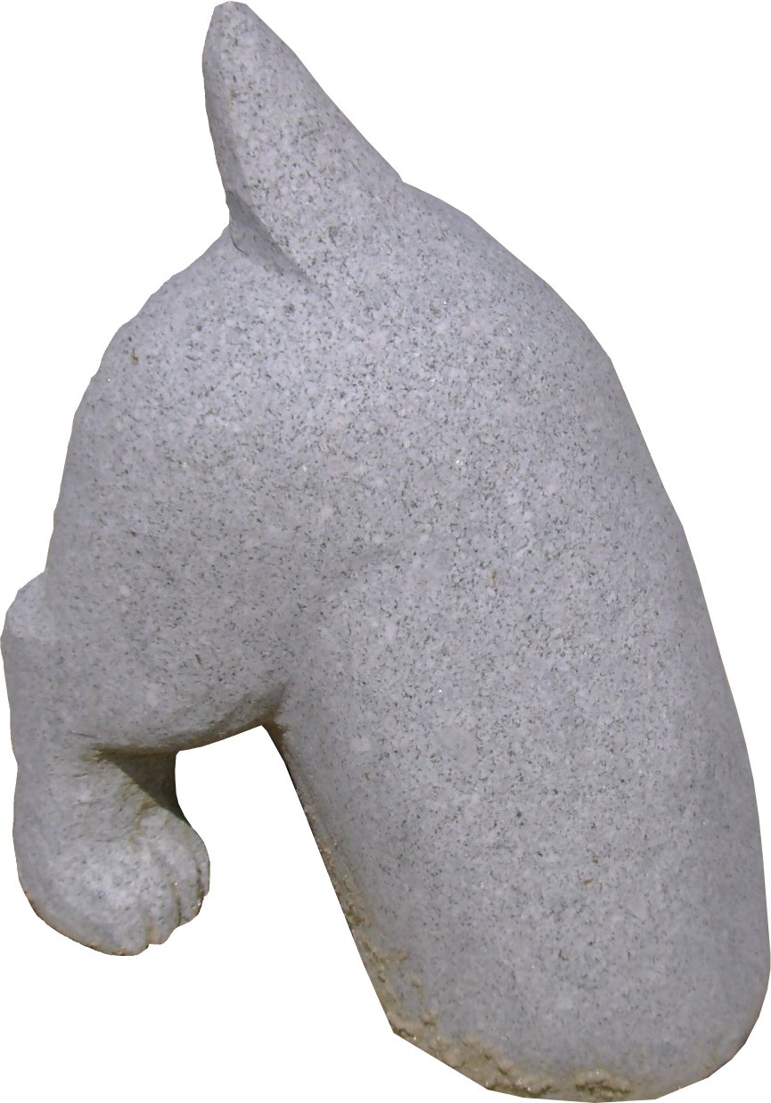 Hund, grabend,  Höhe: ca. 45 cm, Granit grau
